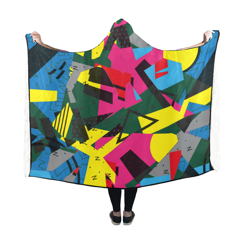 Crolorful shapes Hooded Blanket 60''x50''