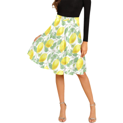 Lemons And Butterfly Melete Pleated Midi Skirt (Model D15)