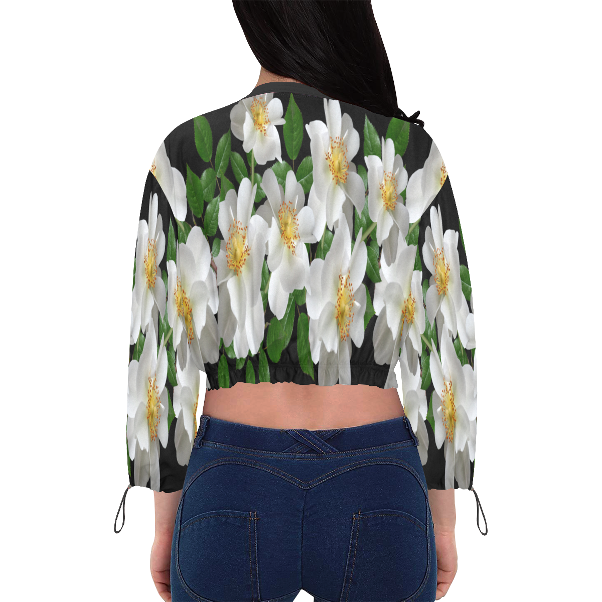 FLORAL DESIGN 36 Cropped Chiffon Jacket for Women (Model H30)