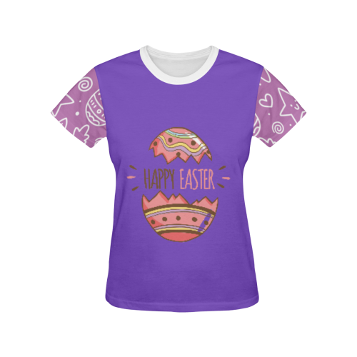 Happy Easter t-shirts All Over Print T-shirt for Women/Large Size (USA Size) (Model T40)