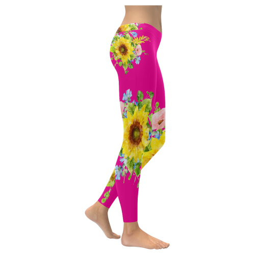 Fairlings Delight's Sunflower Bouquets 53086E2 Women's Low Rise Leggings (Invisible Stitch) (Model L05)