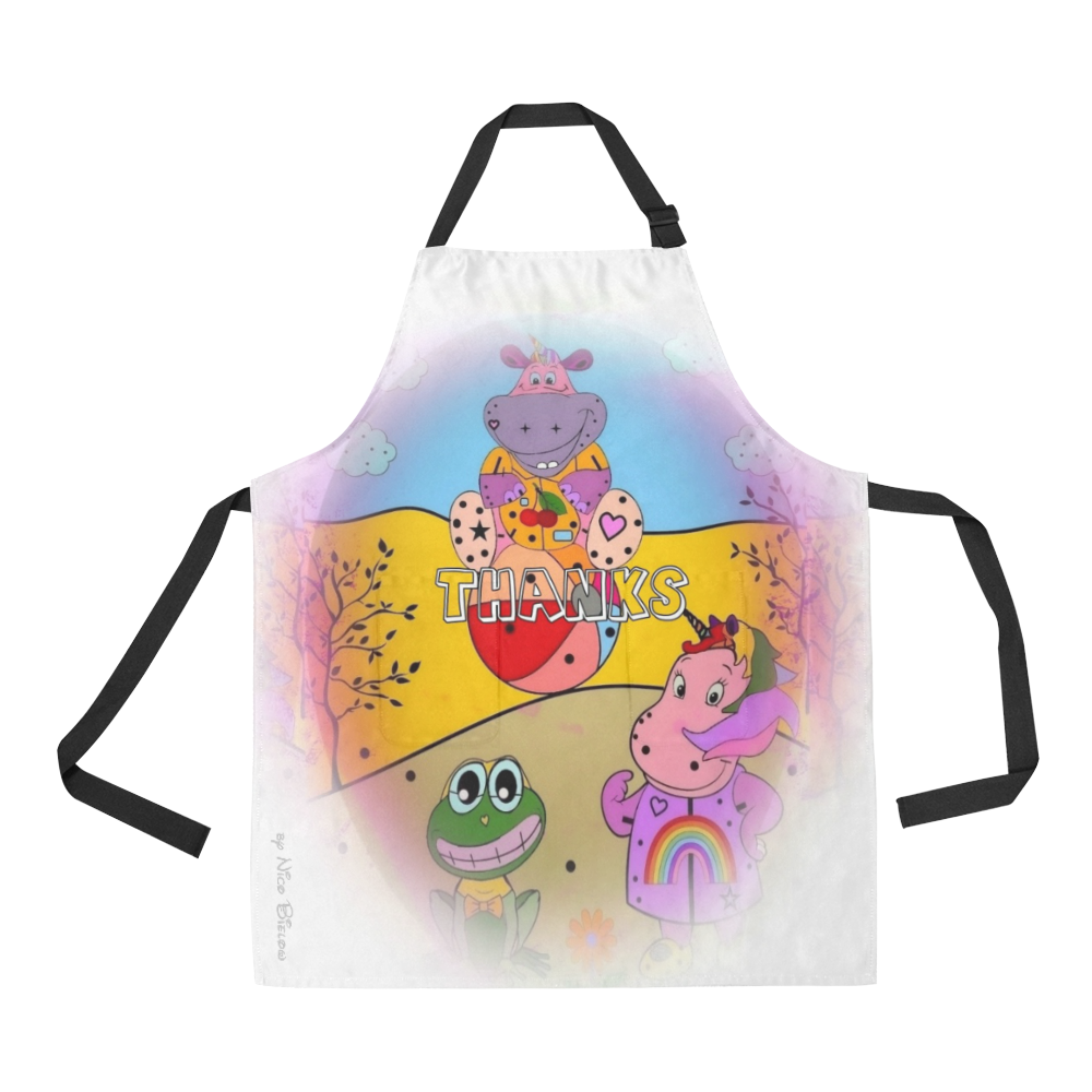 Hippo Thanks Popart by Nico Bielow All Over Print Apron