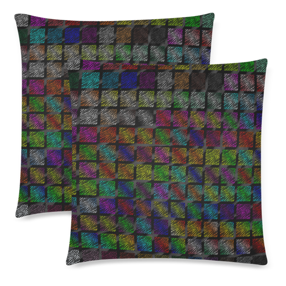 Ripped SpaceTime Stripes Collection Custom Zippered Pillow Cases 18"x 18" (Twin Sides) (Set of 2)