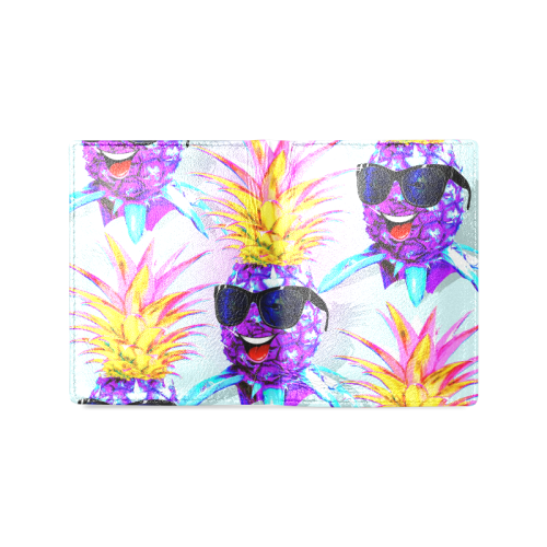 Pineapple Ultraviolet Happy Dude with Sunglasses Men's Leather Wallet (Model 1612)