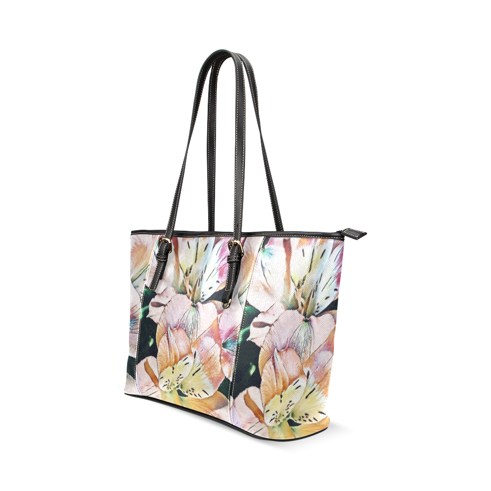 Impression Floral 10192 by JamColors Leather Tote Bag/Large (Model 1640)