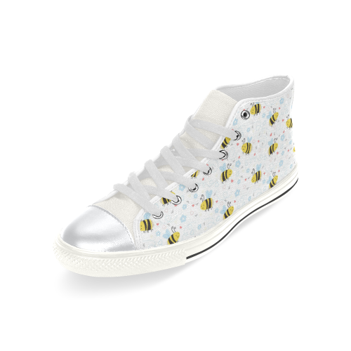 Cute Bee Pattern High Top Canvas Shoes for Kid (Model 017)