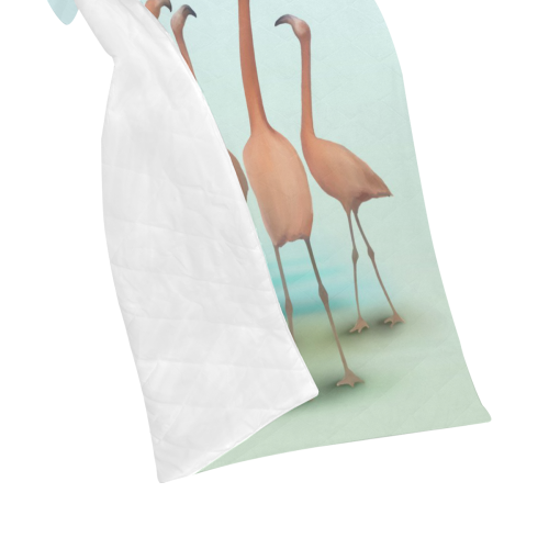 Flamingo Mingle, watercolor, birds Quilt 50"x60"