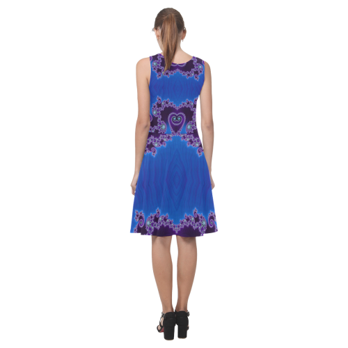 Blue Hearts and Lace Fractal Abstract 2 Atalanta Casual Sundress(Model D04)