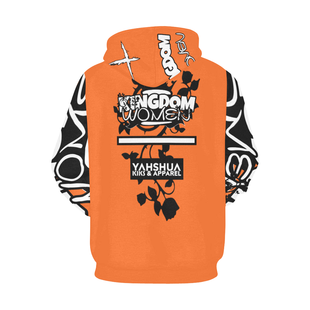Orange All Over Print Hoodie for Women (USA Size) (Model H13)