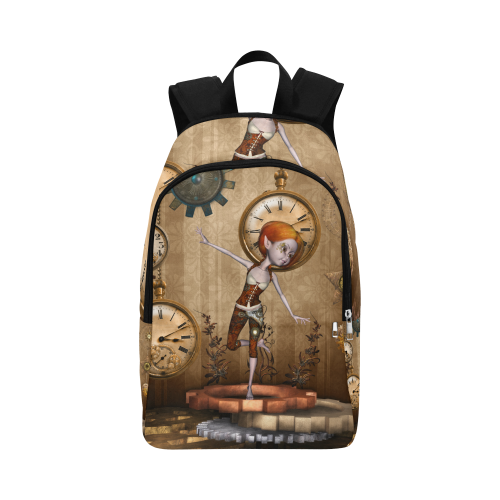 Steampunk girl, clocks and gears Fabric Backpack for Adult (Model 1659)