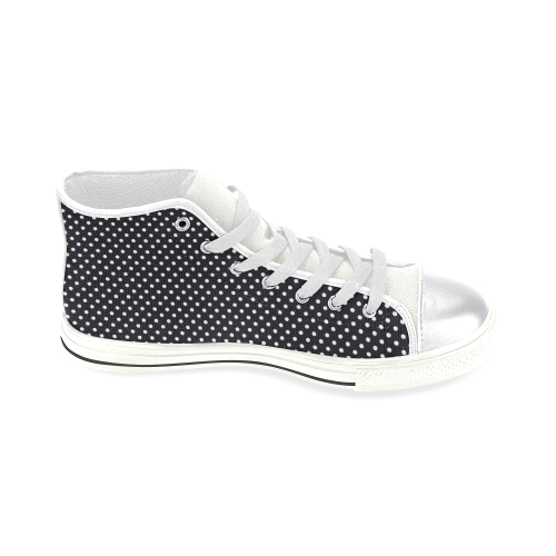 Black polka dots High Top Canvas Women's Shoes/Large Size (Model 017)