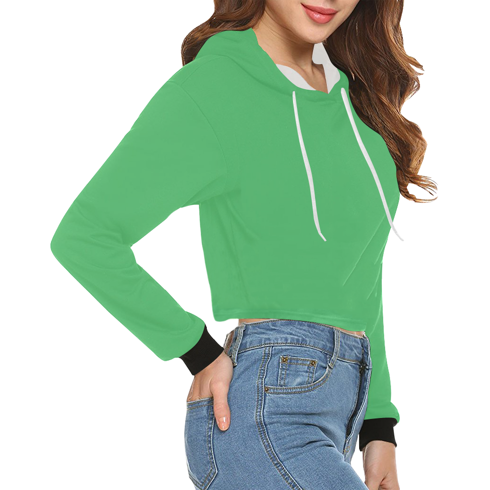 color Paris green All Over Print Crop Hoodie for Women (Model H22)