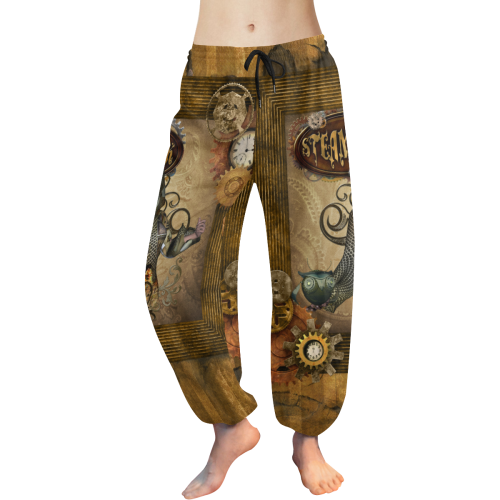 Steampunk lady with owl Women's All Over Print Harem Pants (Model L18)