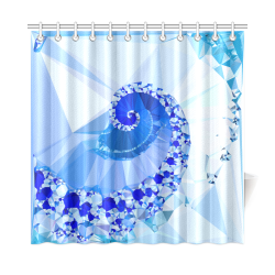 Blue White Geometric Fractal Art Shower Curtain 72"x72"