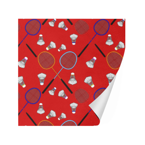Badminton Rackets and Shuttlecocks Pattern Sports Red Gift Wrapping Paper 58"x 23" (3 Rolls)