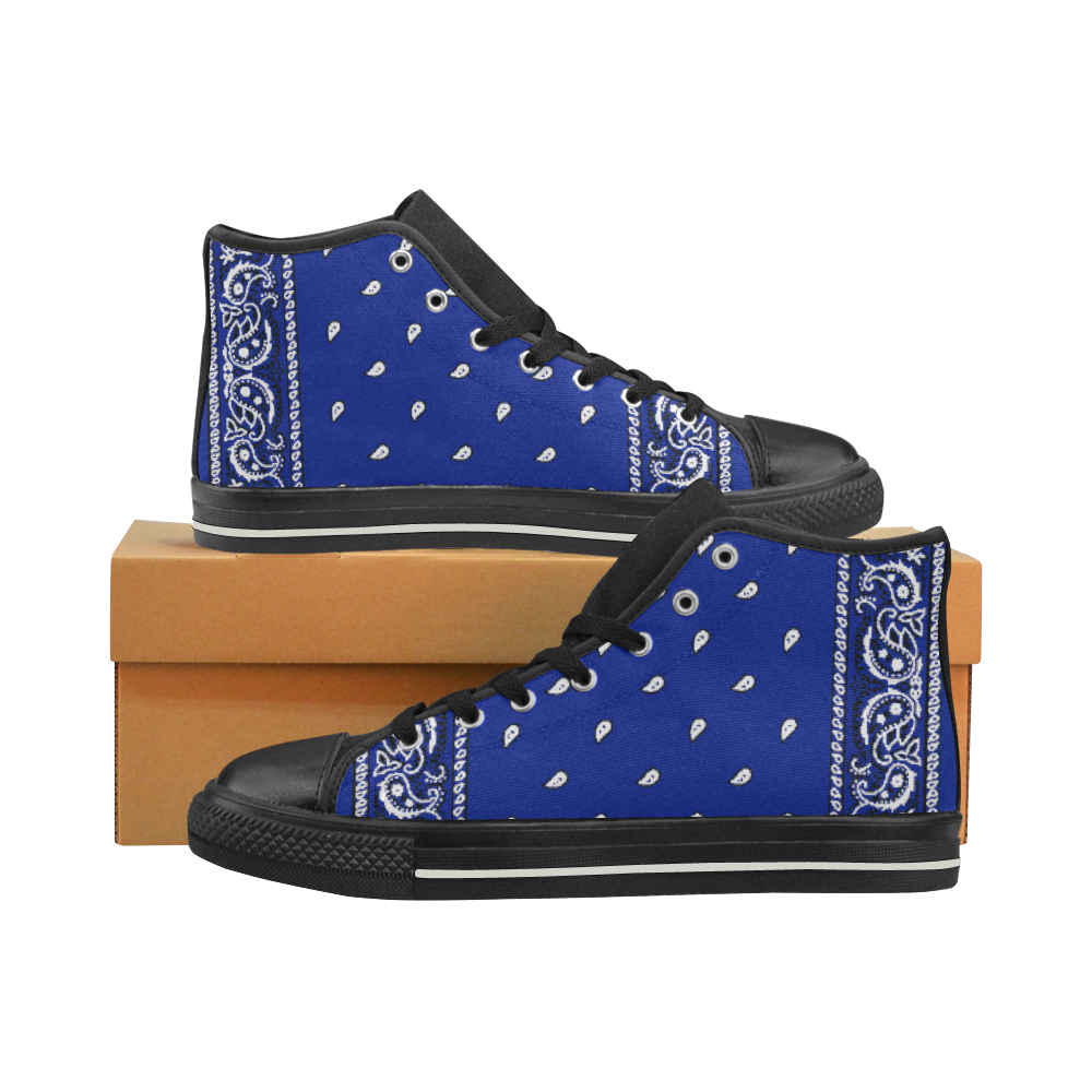 KERCHIEF PATTERN BLUE Women's Classic High Top Canvas Shoes (Model 017)