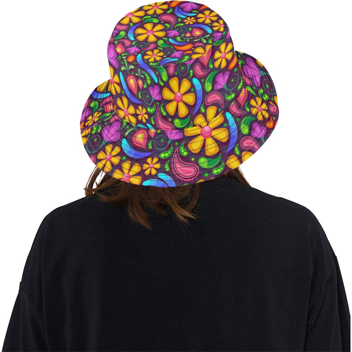 Colorful Retro Flowers All Over Print Bucket Hat