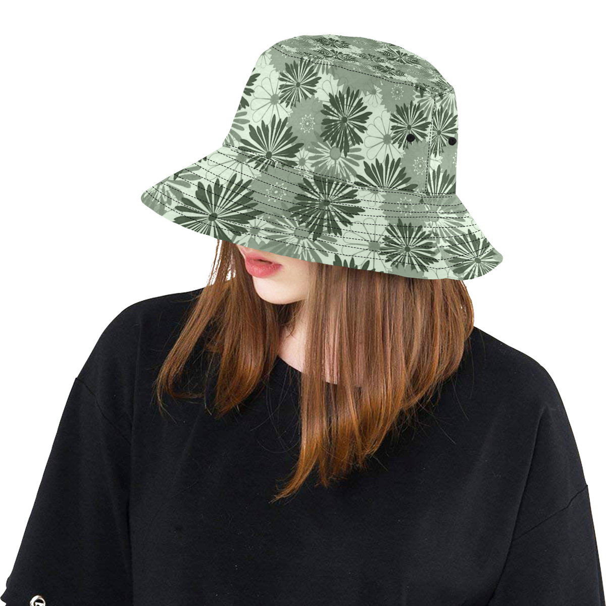 Wedding Day Green Floral by Aleta All Over Print Bucket Hat