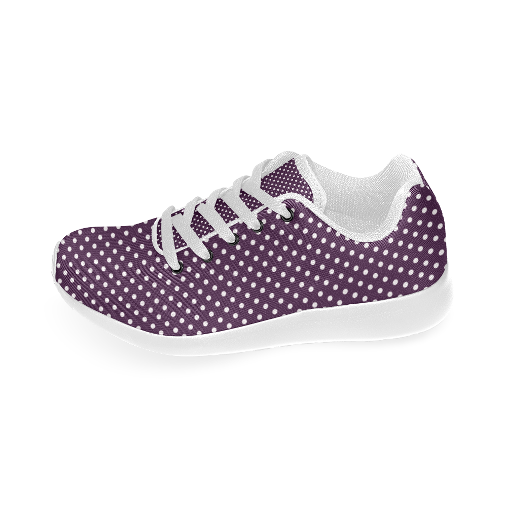 Burgundy polka dots Kid's Running Shoes (Model 020)