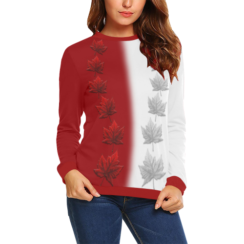 Canada Sweatshirts 2 Tone Women's All Over Print Crewneck Sweatshirt for Women (Model H18)