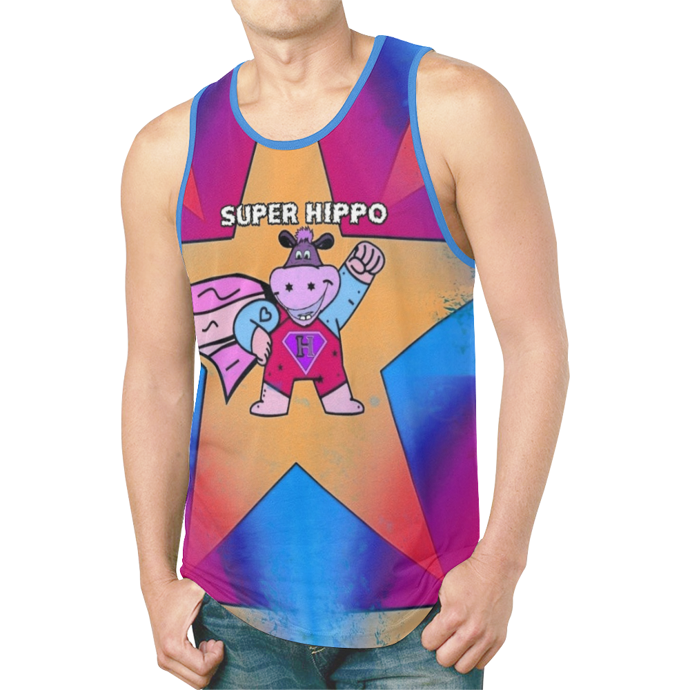 Super Hippo Popart by Nico Bielow New All Over Print Tank Top for Men (Model T46)