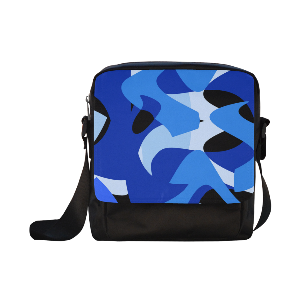 Camouflage Abstract Blue and Black Crossbody Nylon Bags (Model 1633)