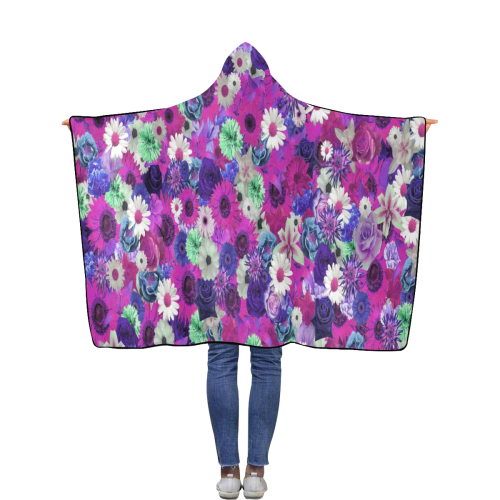 Purple Mint Fantasy Garden Flannel Hooded Blanket 40''x50''