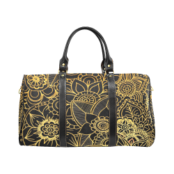 Floral Doodle Gold G523 New Waterproof Travel Bag/Large (Model 1639)