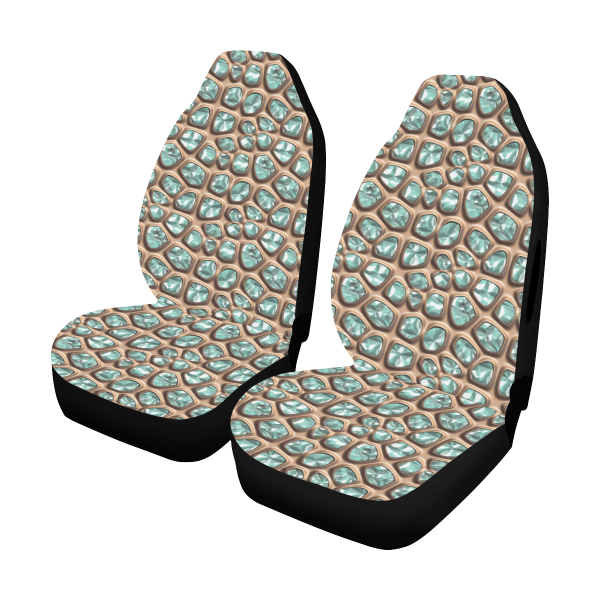 Green crystals Car Seat Cover Airbag Compatible (Set of 2)
