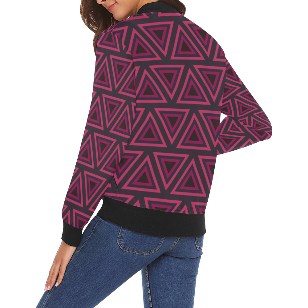 Tribal Ethnic Triangles All Over Print Bomber Jacket for Women (Model H19)
