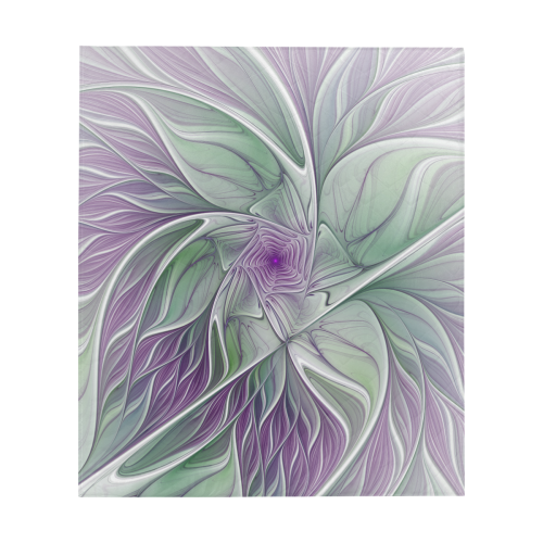 Flower Dream Abstract Purple Sea Green Floral Fractal Art Quilt 60"x70"