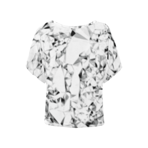 Diamond - silver grey white black triangle geometric Women's Batwing-Sleeved Blouse T shirt (Model T44)