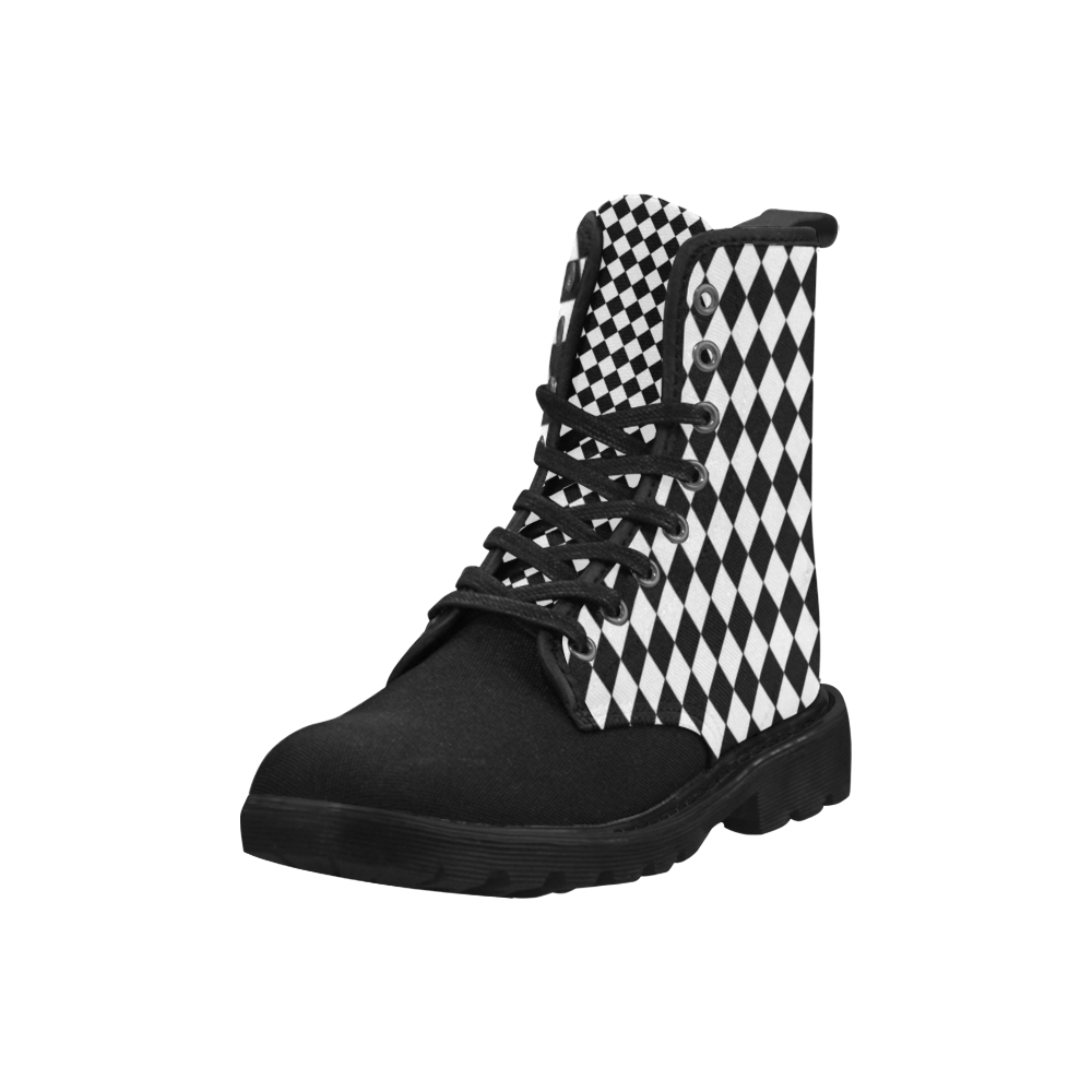 Black White Harlequin Print Boots Martin Boots for Women (Black) (Model 1203H)