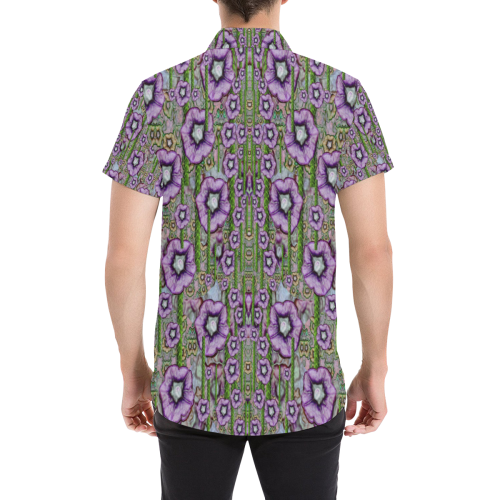 Jungle fantasy flowers climbing to be in freedom Men's All Over Print Short Sleeve Shirt/Large Size (Model T53)
