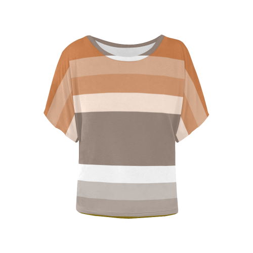 Earth Tones Women's Batwing-Sleeved Blouse T shirt (Model T44)