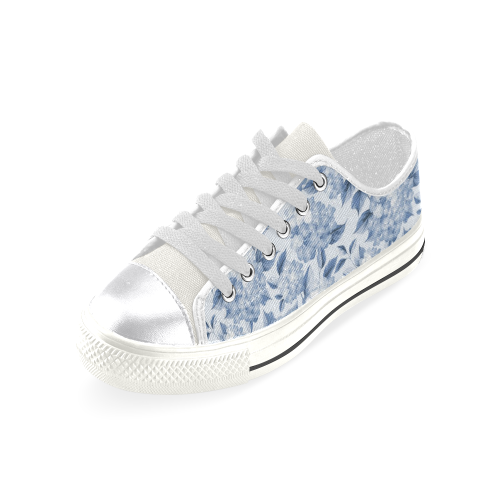 Blue and White Floral Pattern Women's Classic Canvas Shoes (Model 018)