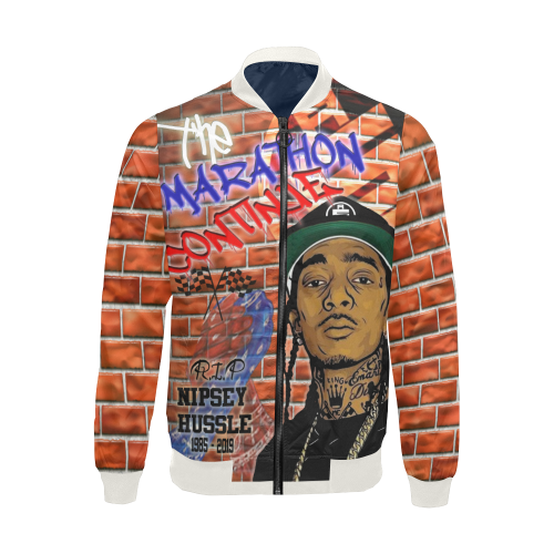 NIPSEY THE MARATHON CONTINUE All Over Print Bomber Jacket for Men (Model H19)