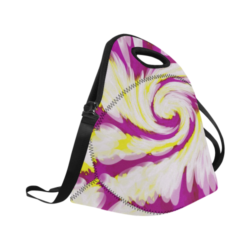 Pink Yellow Tie Dye Swirl Abstract Neoprene Lunch Bag/Large (Model 1669)