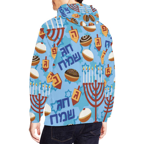 Hanukkahs, Menorahs, and Candles All Over Print Hoodie for Men/Large Size (USA Size) (Model H13)