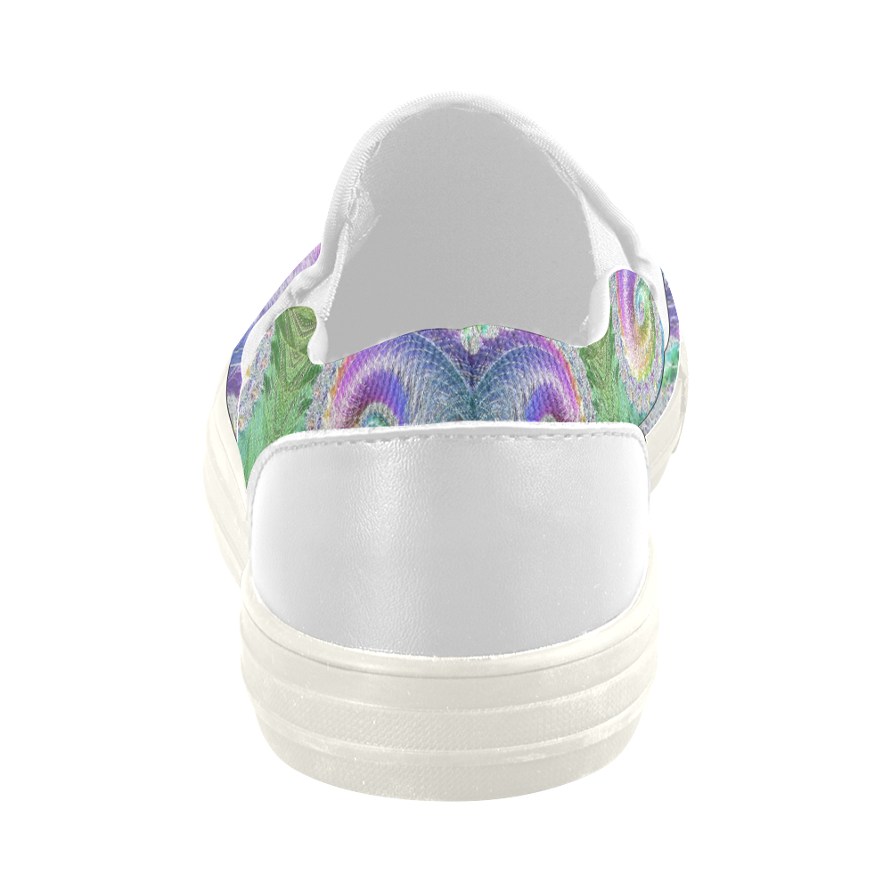 Frax Fractal Rainbow Women's Slip-on Canvas Shoes (Model 019)