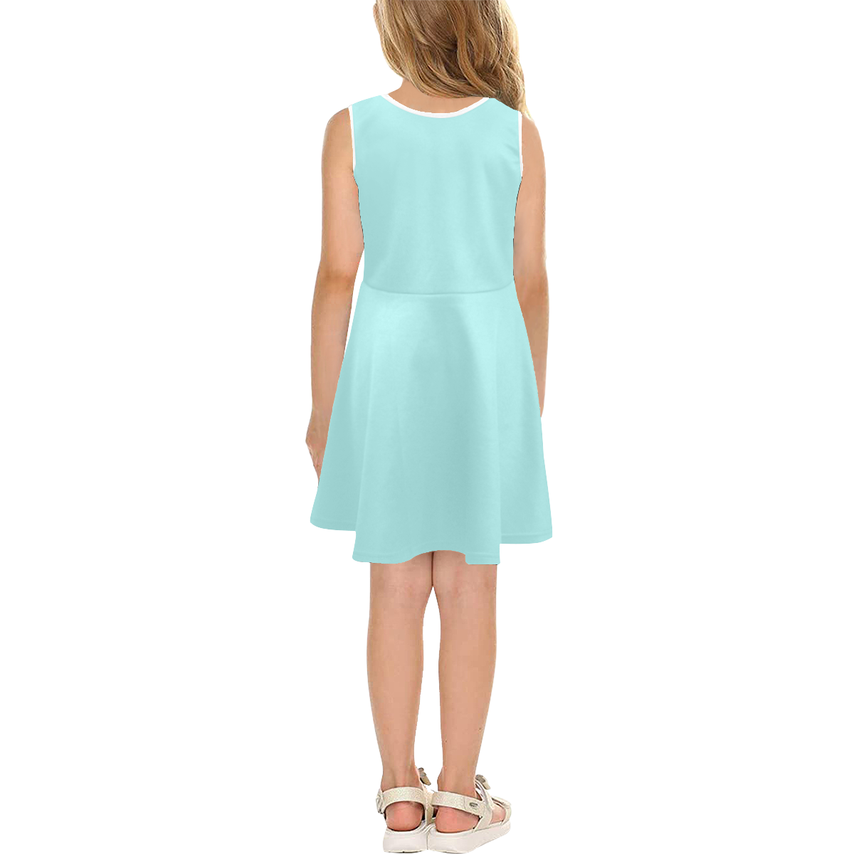 color pale turquoise Girls' Sleeveless Sundress (Model D56)