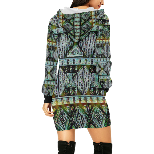 African Word All Over Print Hoodie Mini Dress (Model H27)