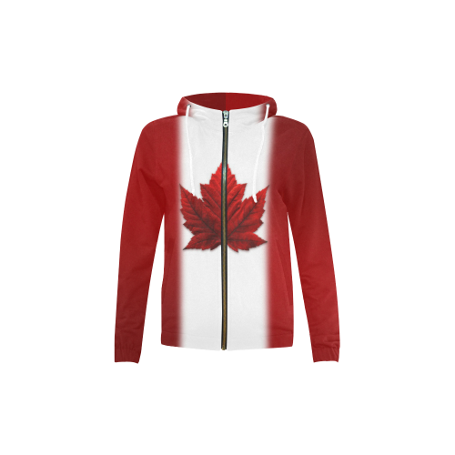 Kid's Canada Flag Hoodie Zipper Jacket All Over Print Full Zip Hoodie for Kid (Model H14)