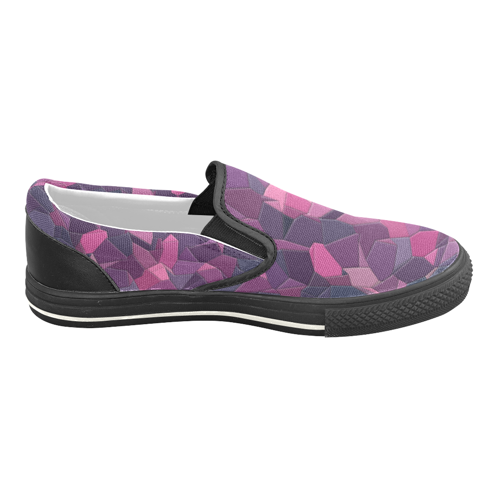 purple pink magenta mosaic #purple Slip-on Canvas Shoes for Kid (Model 019)
