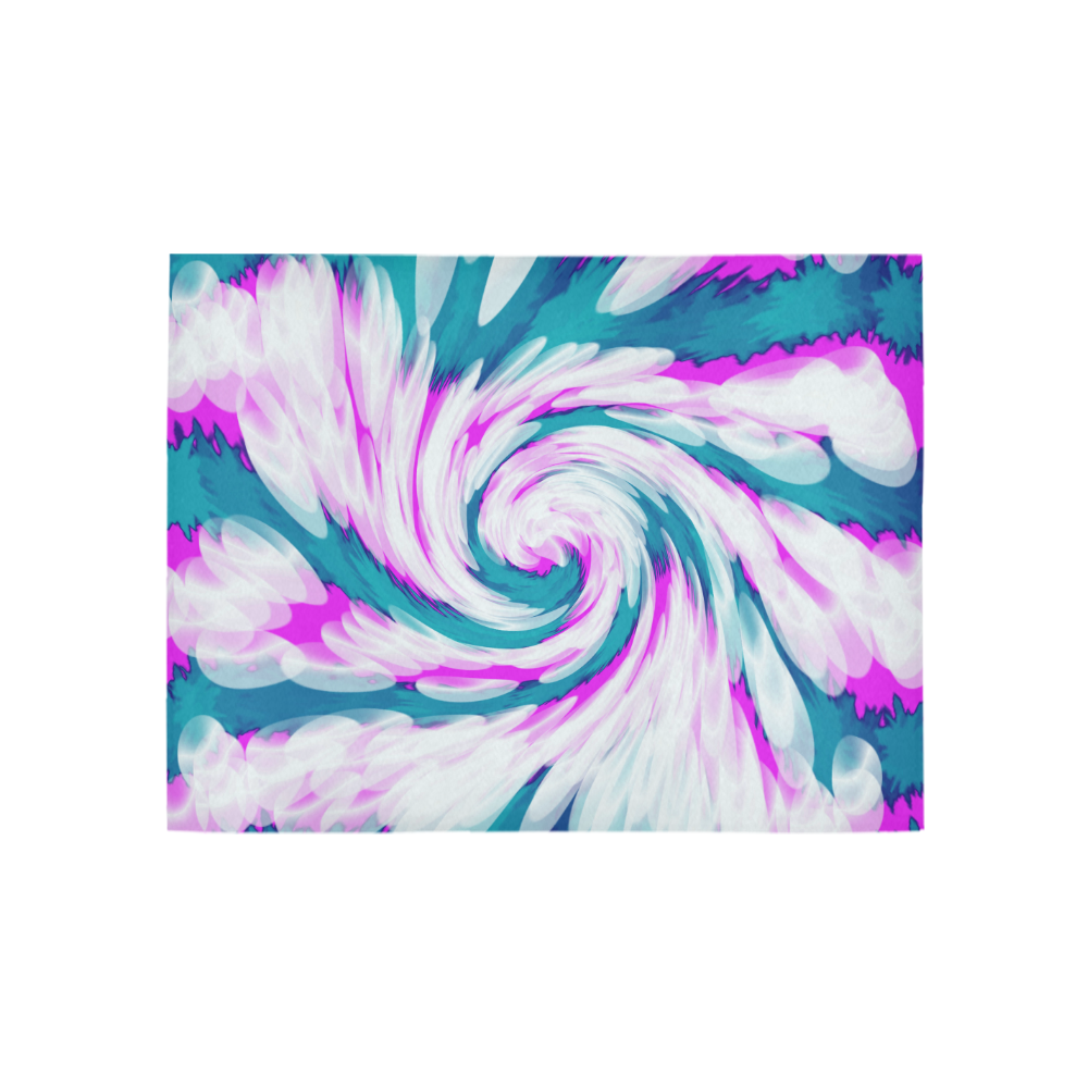 Turquoise Pink Tie Dye Swirl Abstract Area Rug 5'3''x4'