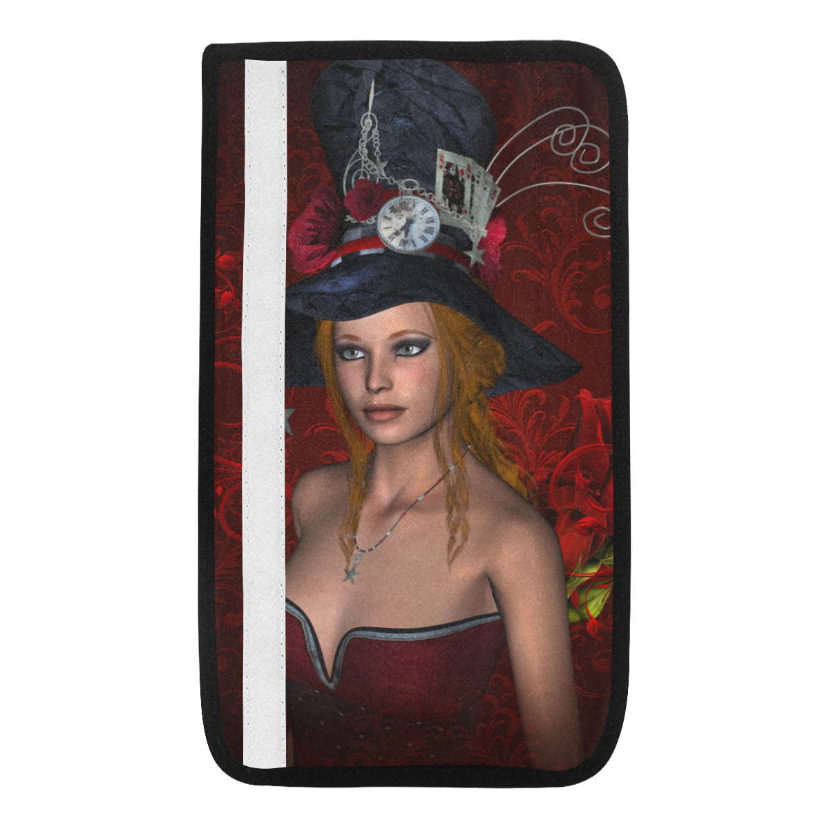 Beautiful steampunk lady, awesome hat Car Seat Belt Cover 7''x12.6''