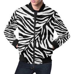 zebra 1 black and white animal print All Over Print Bomber Jacket for Men/Large Size (Model H19)