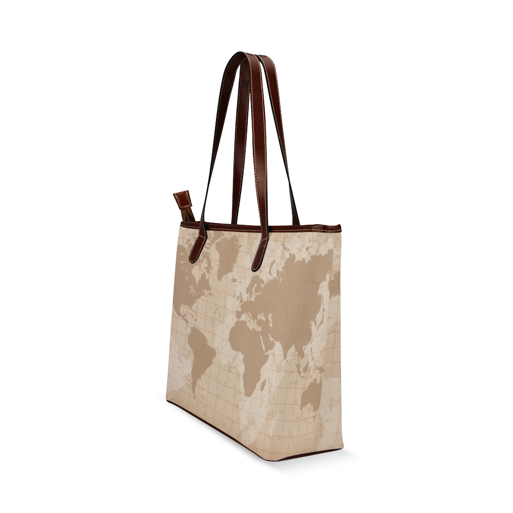 World Map Shoulder Tote Bag (Model 1646)