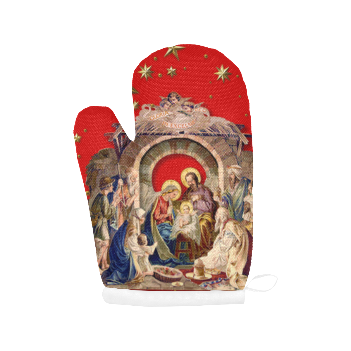 Nativity Oven Mittens Red Oven Mitt (Two Pieces)