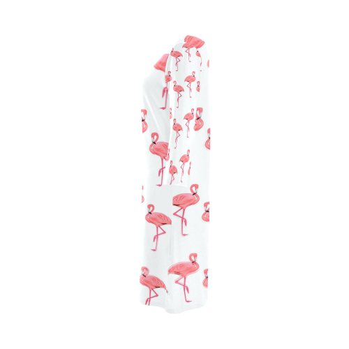 Classic Pink Flamingo Pattern Round Collar Dress (D22)